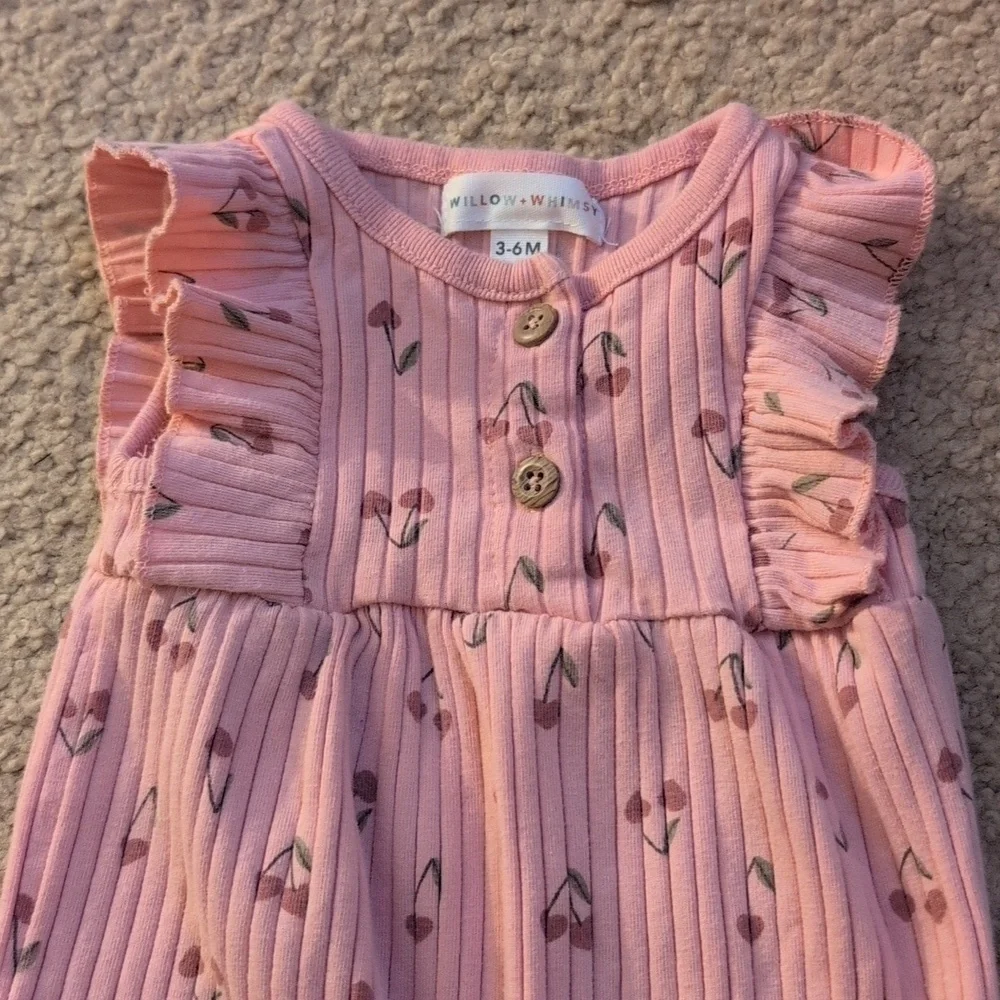 Willow + Whimsy Pink One Piece Romper Size 3-6 Months
